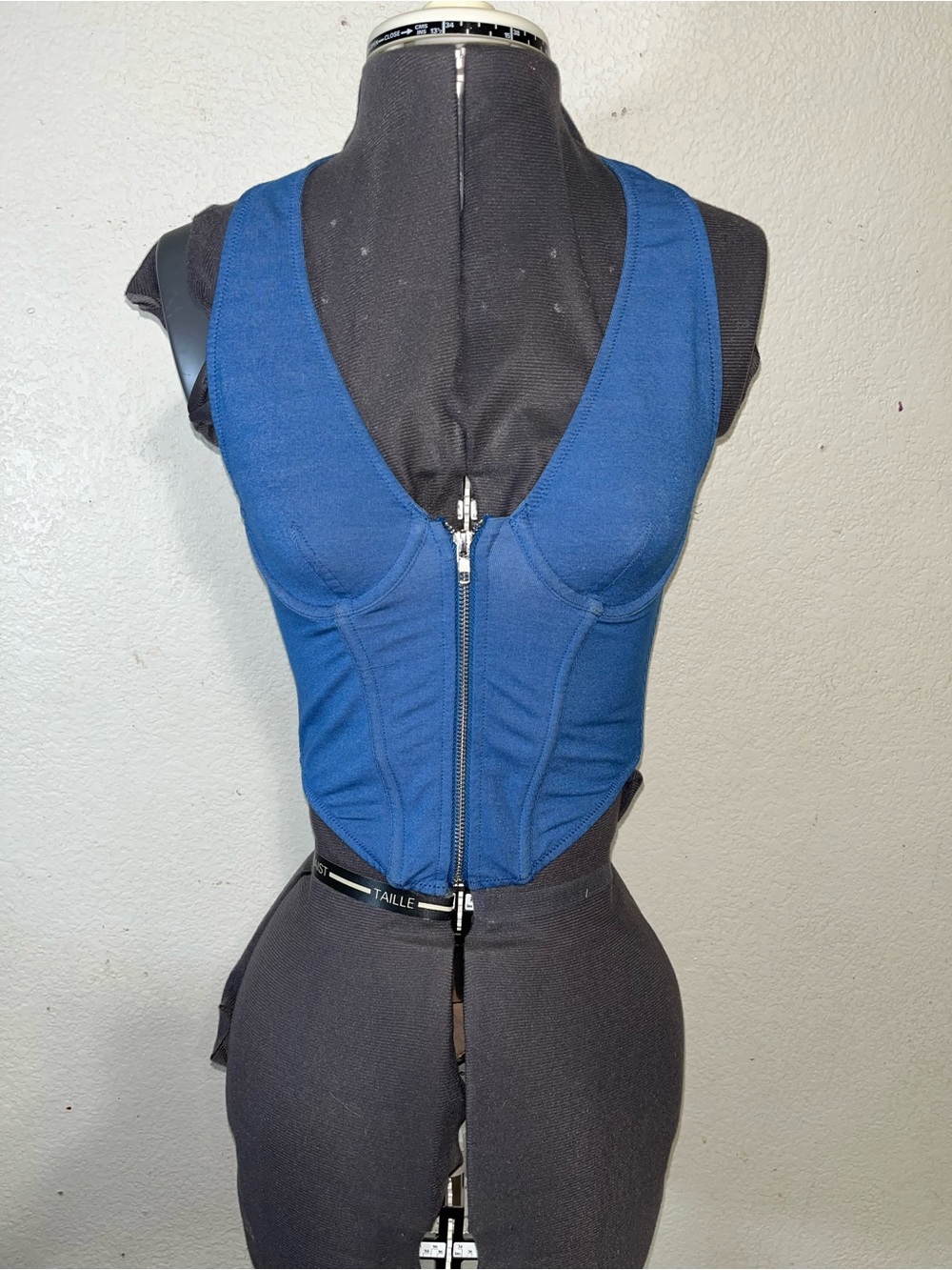 Out From Under Blue Bustier Zip-Front Top